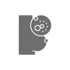 Breast cancer, chest tumor, oncology grey icon.