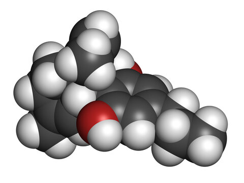 Cannabidivarin Or CBDV Cannabinoid Molecule. 3D Rendering.