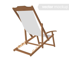 Beach chairs mockup summer vacation concept. 3D realistic design. Sun umbrella template. Seashore pool hotel rest chair.