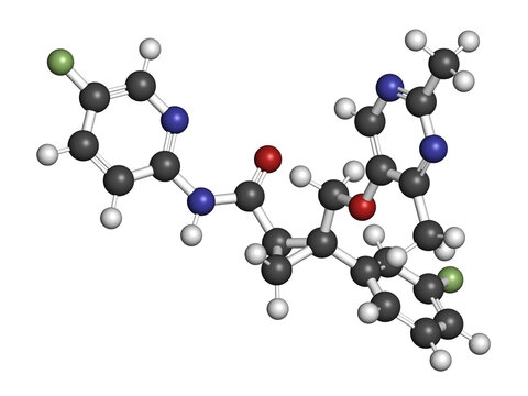 Lemborexant insomnia drug molecule. 3D rendering.