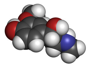 Metanephrine (metadrenaline) molecule. Metabolite of epinephrine that is biomarker for pheochromocyt © Studio Molekuul/Wirestock