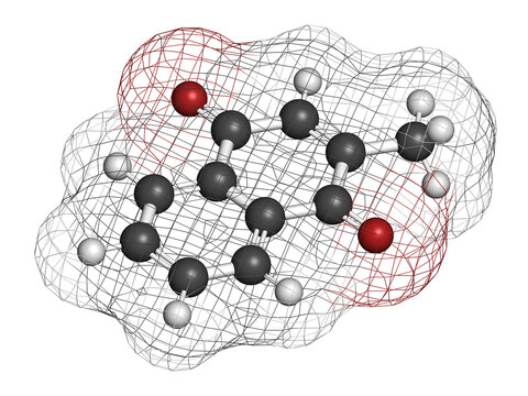 Vitamin K3 or menadione molecule. 3D rendering.
