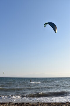 kite surfing in the sea