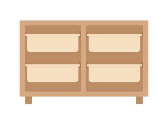 Sideboard for bedroom semi flat color vector object. Full sized item on white. Living room furniture. Clothes storage isolated modern cartoon style illustration for graphic design and animation