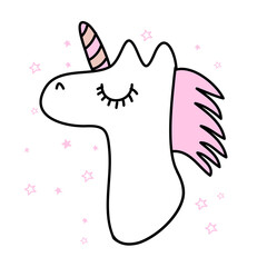 Always be a Unicorn - funny vector  unicorn drawing in nordic style. Lettering poster or t-shirt textile graphic design. Cute unicorn character illustration. Nursery room decoration.