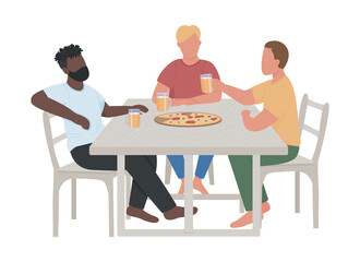 Adult men drinking beer together semi flat color vector characters. Full body people on white. Outdoor drinking party isolated modern cartoon style illustration for graphic design and animation