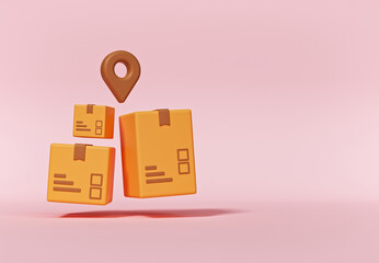 Cardboard box parcel package delivery. minimal advertising banner with copy space. 3d rendering