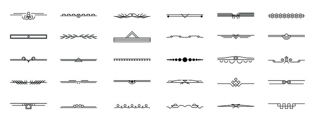 Set Black Simple Line Collection Doodle Border Elements Vector Design Style Sketch Isolated Illustration For Banner