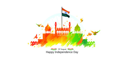Red Fort background for 15 August India independence day concept