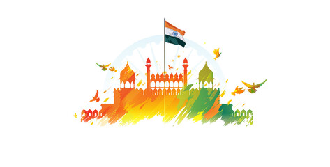 15 August India independence day celebration at Red Fort background