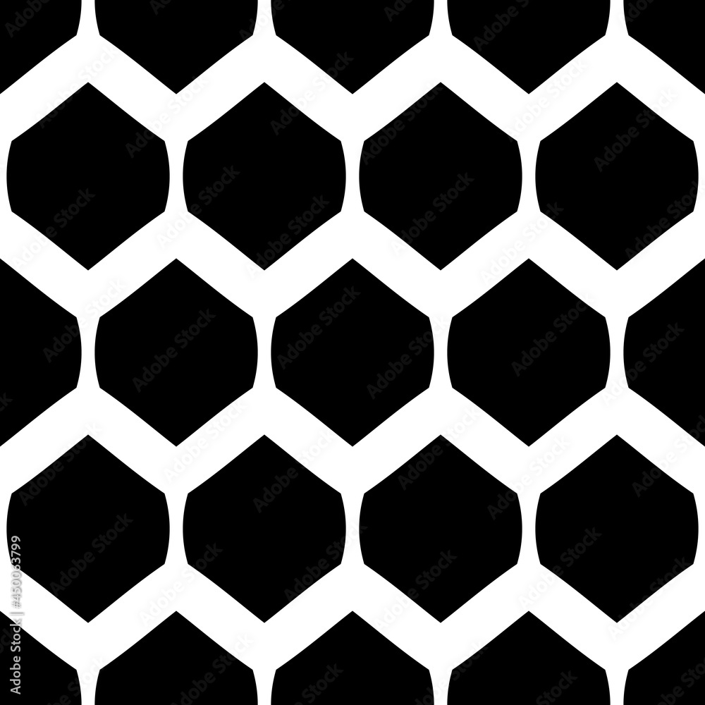 Poster Minimal hexagona seamelss pattern. Vector black repeated hexagonal shape decor ornament.
