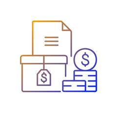 Accounts receivable gradient linear vector icon. Money balance. Financial management. Document currency. Thin line color symbols. Modern style pictogram. Vector isolated outline drawing