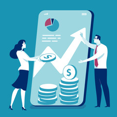 Online financial service. Mobile investing. Business illustration