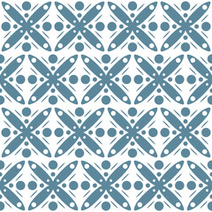 Blue petals and circles ornament. Vector seamless wallpaper rith repeated circle and petals pattern in light blue color.