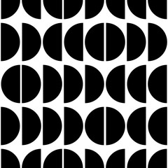 Half black shapes ornament. Vector seamless circle pattern.