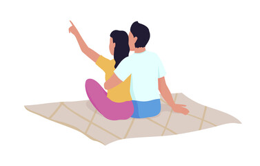 Stargazing with loved one semi flat color vector characters. Full body people on white. Romantic picnic for couple isolated modern cartoon style illustration for graphic design and animation