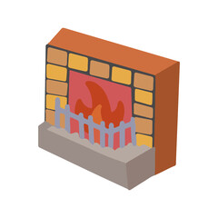 vector interior fireplace illustration. home or house traditional fireplace