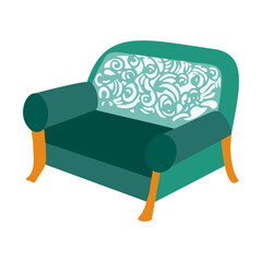 Sofa retro icon with flat design illustration