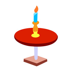 candle on the table with vector illustration