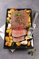 roasted beef slices- baked meat