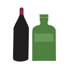 Two bottles of wine icon with vector illustration