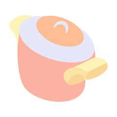 Pastel colored pan, with flat design illustration