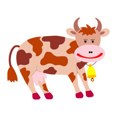 Cow vector flat style illustration. Isolated on a white background