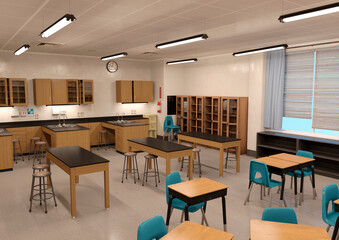 3D Rendering Classroom Interior