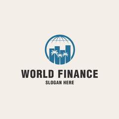 World finance logo template on monogram style