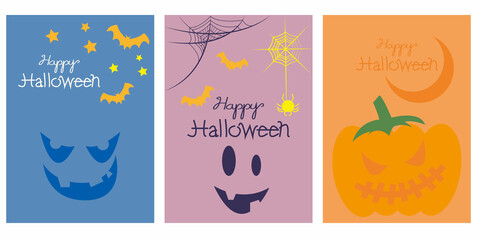 Set of template for Halloween holiday. Decorative Halloween illustration. Vector template for Halloween event, promotion and design. 