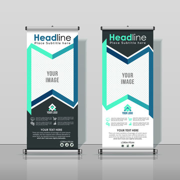 Turquoise, Blue, Medicine, Medical, Health Care, Roll up Business Banner Design Vertical Template Vector, Cover Abstract Modern X-Banner, Brochure Flyer Banner Rectangle Size.