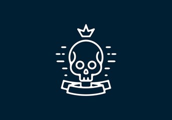 King of skull line art illustration