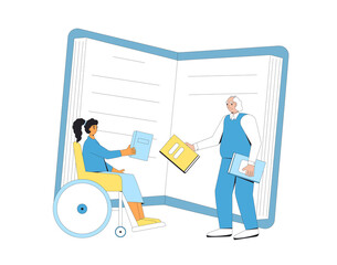 Book swap. Bookcrossing. Club members exchange. People opposite each other hold a book. Reading lovers giving a finished novels to friends.