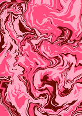 Fluid art texture. Abstract background with swirling paint effect. A4. Liquid acrylic picture that flows and splashes. Mixed paints for interior poster. pink and burgundy overflowing