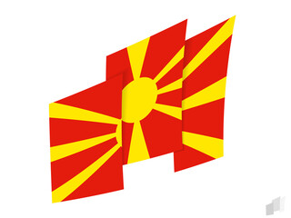 Macedonia flag in an abstract ripped design. Modern design of the Macedonia flag.