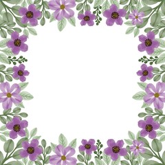 square frame with purple flower border for greeting card