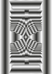 A figure with a black and white gradient that evokes an optical illusion.
