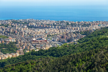 Fototapeta na wymiar Aerial view of Genoa, east area, Italy.