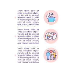 Midlife crisis occurence concept line icons with text. PPT page vector template with copy space. Brochure, magazine, newsletter design element. Changing in relationship linear illustrations on white