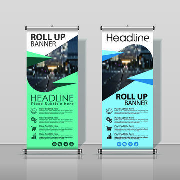 Turquoise, Blue, Roll up Banner, 
Business Design Abstract Vertical Template Vector, Cover Abstract Modern X-Banner, Brochure Flyer Banner Rectangle Size.