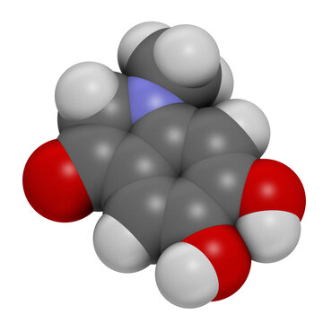 Adrenolutin Molecule. Oxidation Product Of Adrenalin. 3D Rendering.