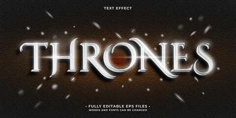 shining silver thrones text effect. 100% editable eps cc vector