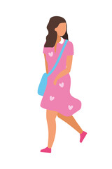 Girl wearing new stylish dress semi flat color vector character. Posing figure. Full body person on white. Going on date isolated modern cartoon style illustration for graphic design and animation