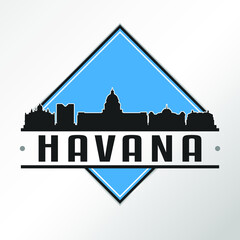 Havana, Cuba Skyline Logo. Adventure Landscape Design Vector Illustration.