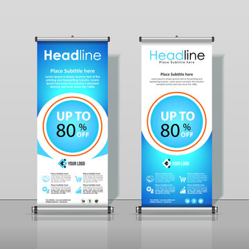 Blue, Roll up Banner Design, Business Abstract Vertical Template Vector, Cover Abstract Modern X-Banner, Brochure Flyer Banner Rectangle Size.