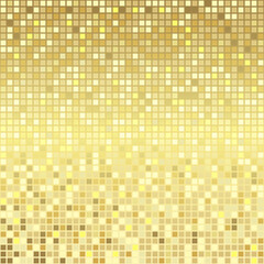 Abstract golden pixel vector background. Gold square texture mosaic modern pattern digital technology. Luxury design for Happy New Year, Christmas or party