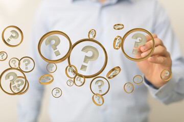Question mark and concept of science and technology.