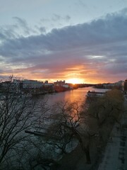 Sunset over Mälaren in Stockholm, Sweden