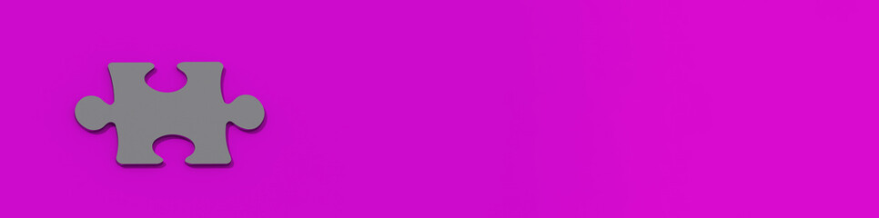 Obraz premium 3d rendering. 3D image. gray metal puzzle element on pink backgr. banner for insertion on the site.
