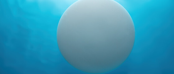 Empty white circle podium on blue water texture with waves in sunlight. layout, copyspace. Abstract background for product presentation.